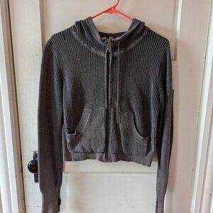 Divided stretchy knitted hoodie